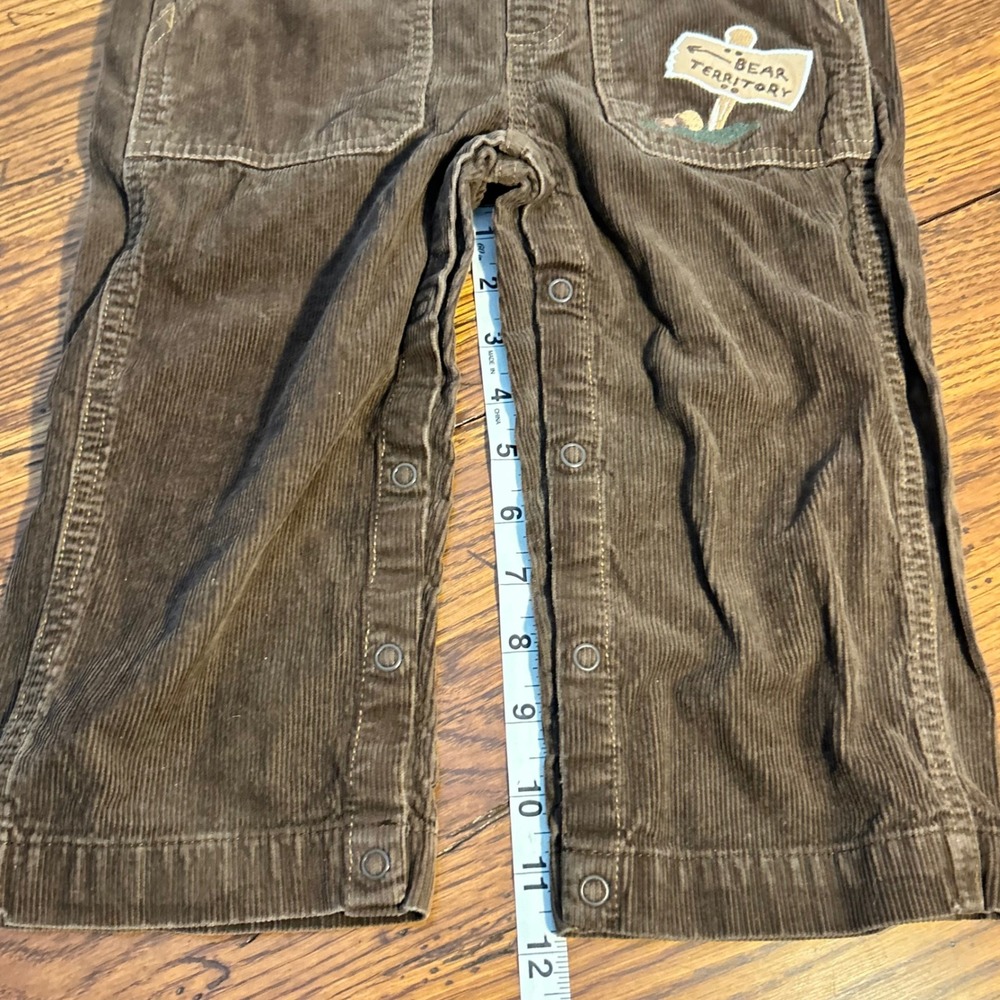 Gymboree Boys Brown Corduroy Overalls‎ Bear Territory Vintage Style Snaps Kids - Picture 8 of 12